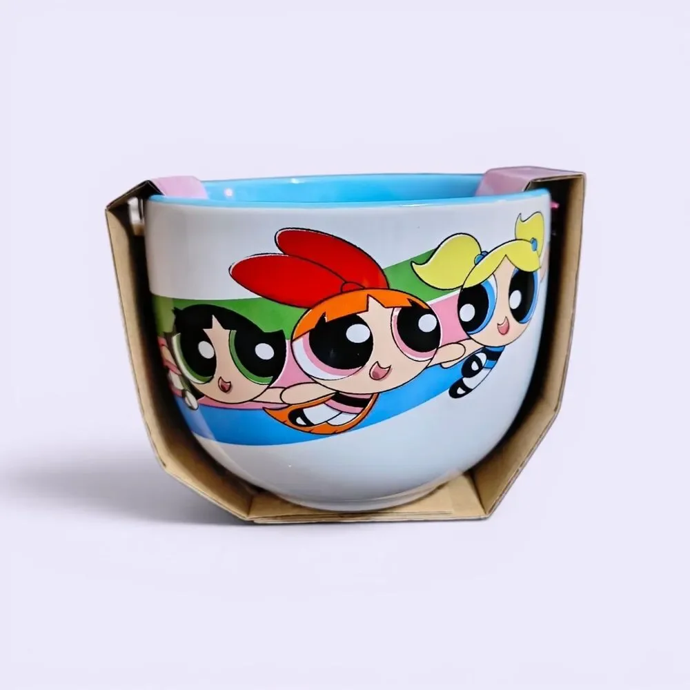 Powerpuff Girls Ceramic Noodle/Ramen Bowl with Chopsticks